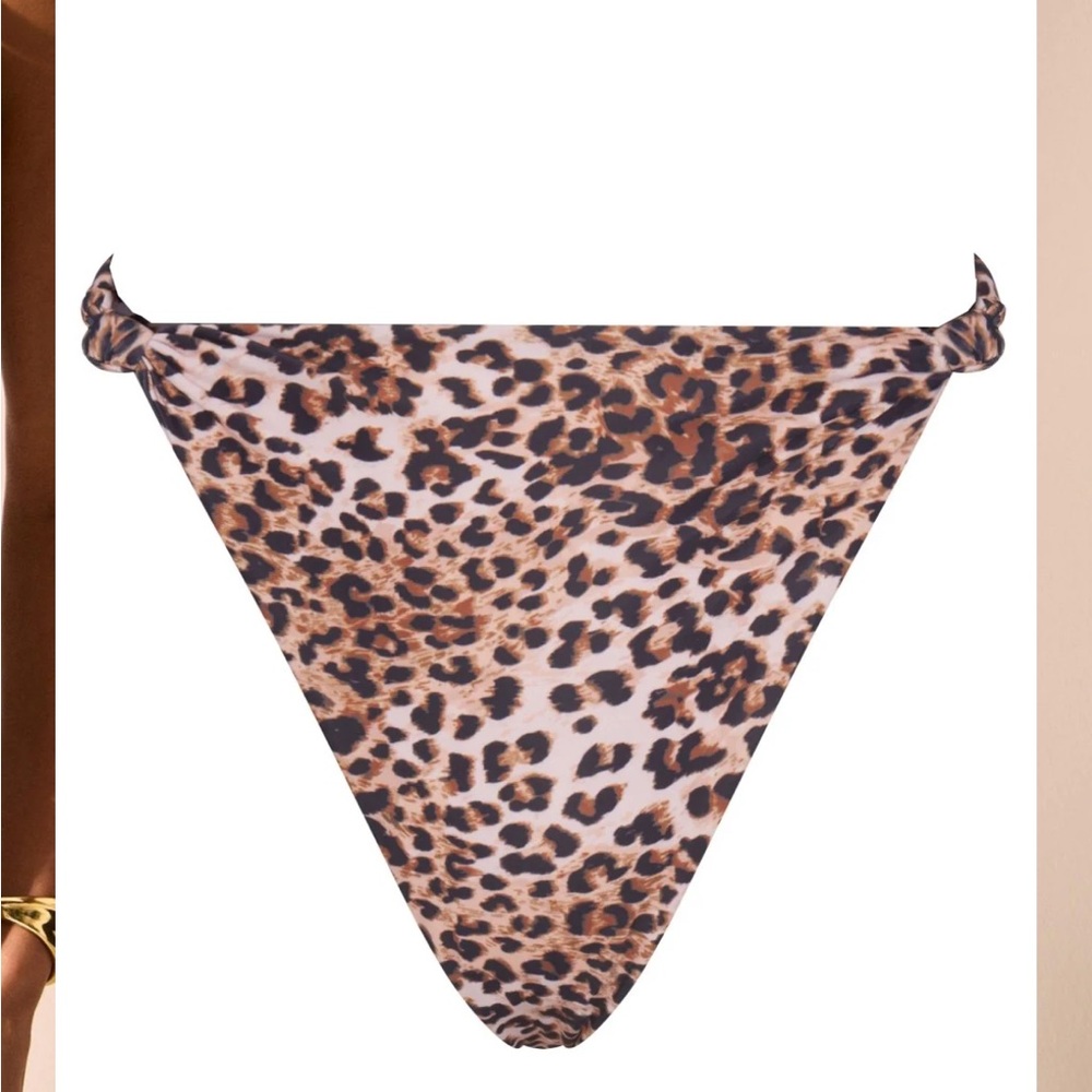 Leopard Print Tie-Side Bikini Bottom - Brown
